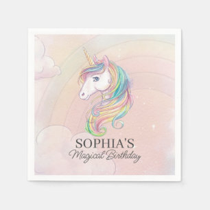 Unicorn födelsedagsfest rainbow party decor pappersservett