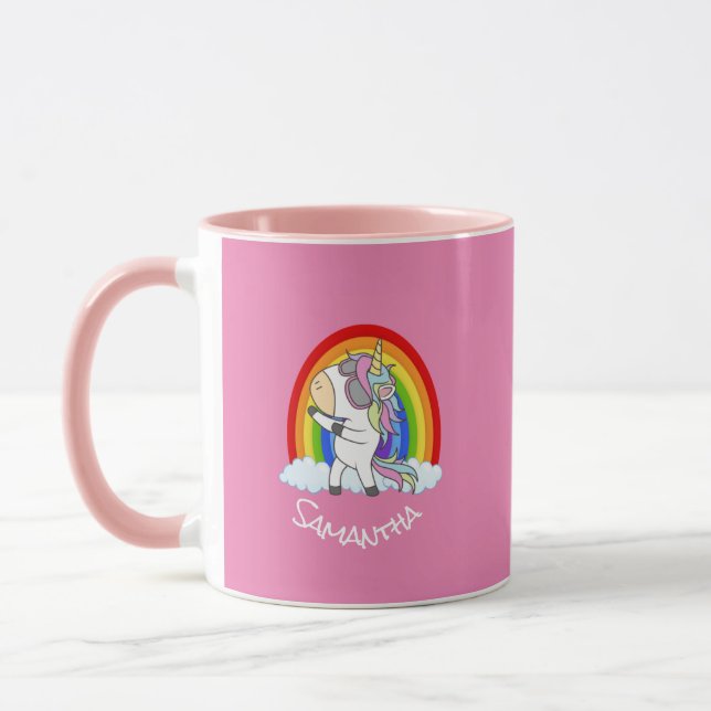 Unicorn Födelsedagsfest Rosa Mugg (Vänster)