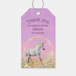Unicorn Födelsedagsfest Rosa och Lavender Tack Presentetikett