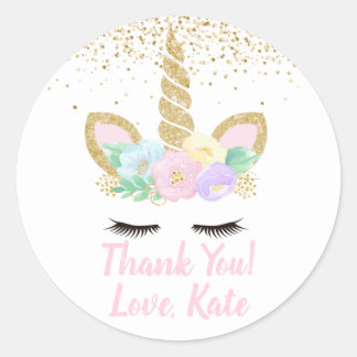 Unicorn Födelsedagsfest Sticker Runt Klistermärke