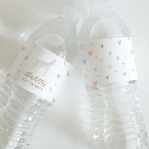 Unicorn-Födelsedagsfest Vattenflaskor Etikett