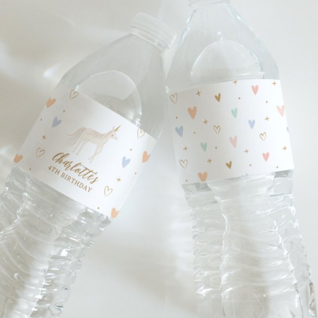 Unicorn-Födelsedagsfest Vattenflaskor Etikett (Skapare uppladdad)