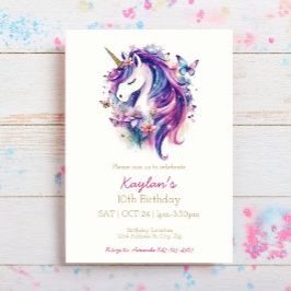 Unicorn-födelsedagsinbjudan | Unicorn party inbjud Inbjudningar