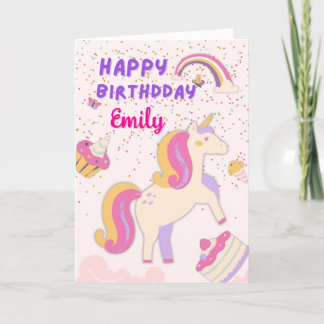 Unicorn-födelsedagskort Tack Kort