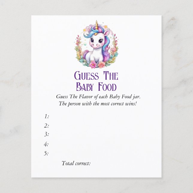 Unicorn Food Baby Shower Game i Baby (Framsida)