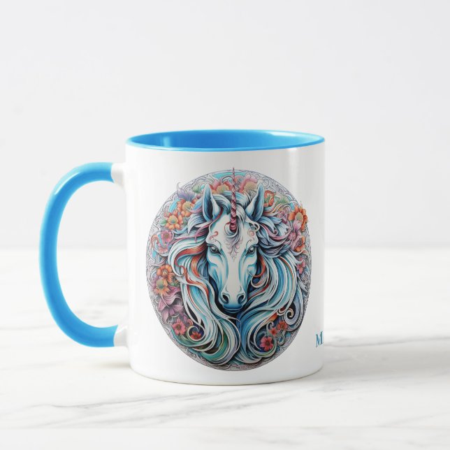 Unicorn för anpassat namn mugg (Vänster)