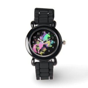 Unicorn för regnbåge för färgstänkfantasi armbandsur