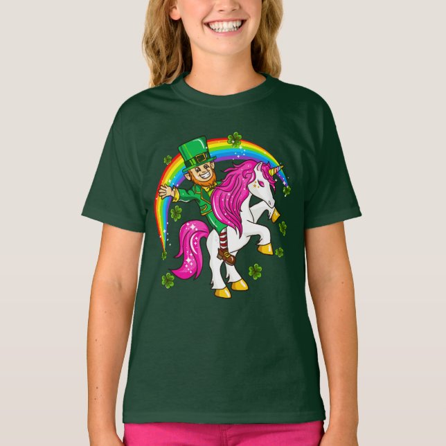 Unicorn för st patricks daytrollridning t shirt (Framsida)