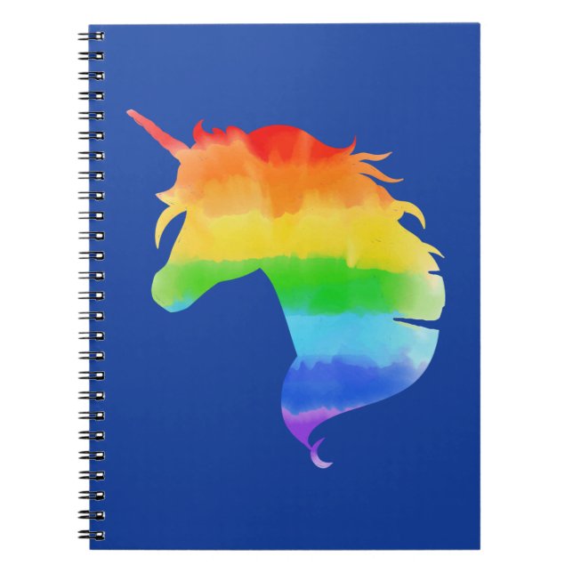Unicorn för vattenfärgsregnbåge anteckningsbok (Framsidan)