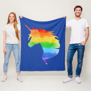 Unicorn för vattenfärgsregnbåge fleecefilt