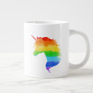 Unicorn för vattenfärgsregnbåge jumbo mugg