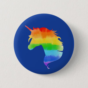 Unicorn för vattenfärgsregnbåge knapp