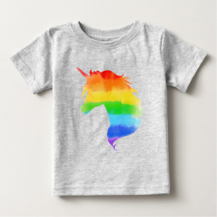 Unicorn för vattenfärgsregnbåge t shirt