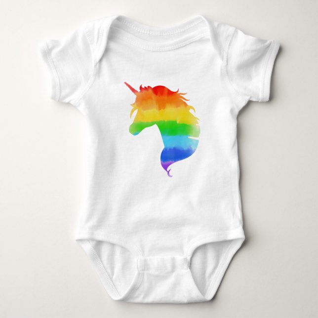 Unicorn för vattenfärgsregnbåge t shirt (Framsida)