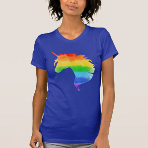 Unicorn för vattenfärgsregnbåge t shirt