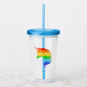 Unicorn för vattenfärgsregnbåge take away mugg