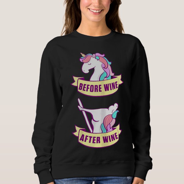 Unicorn Före efter Vin Party Horse T Shirt (Framsida)