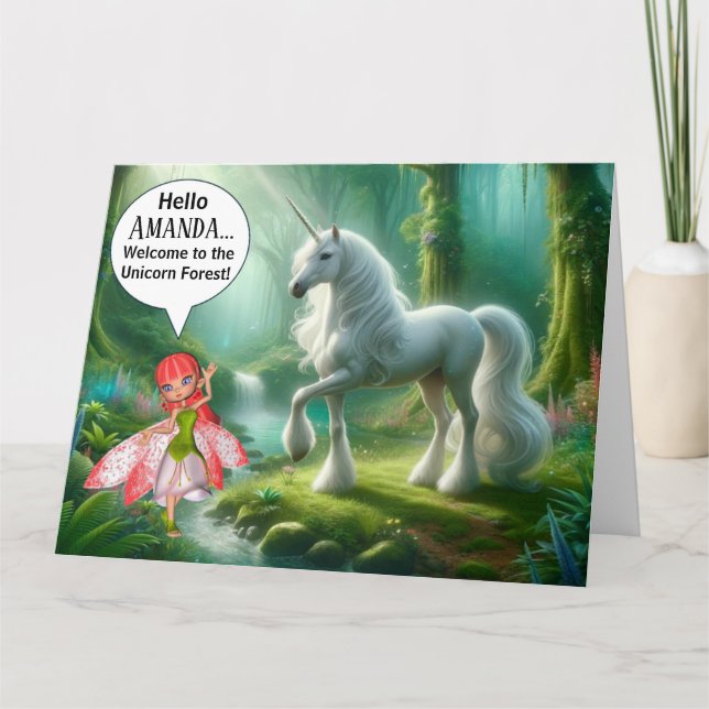 Unicorn Forest Birthday Card Kort (Framsida)