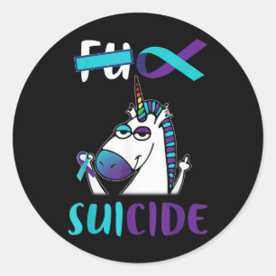 Unicorn Funny Gif för förebyggande av självmord Runt Klistermärke