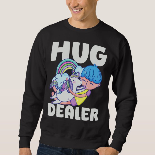 Unicorn Funny Hug Dealer Lång Ärmad Tröja (Framsida)