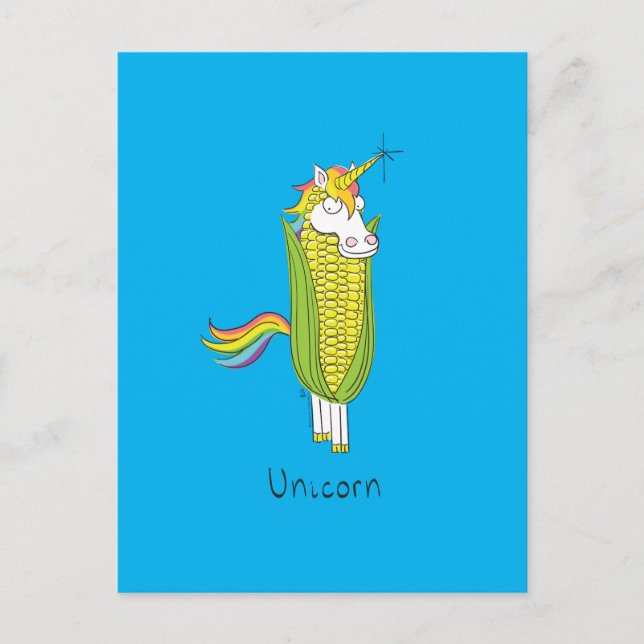 Unicorn Funny Maj Corny vykort (Framsida)