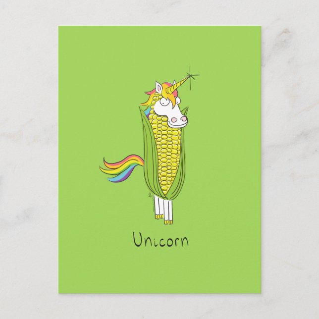 Unicorn Funny Maj Corny vykort (Framsida)