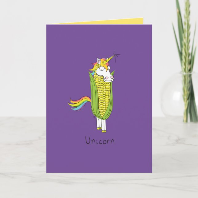 Unicorn Funny Maj-hälsningskort Kort (Framsida)