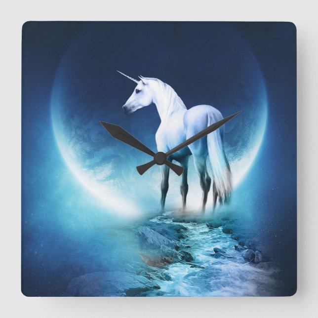 Unicorn Fyrkantig Klocka (Framsida)