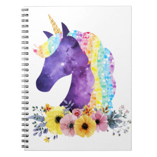 Unicorn Galaxy med Flowers Anteckningsbok
