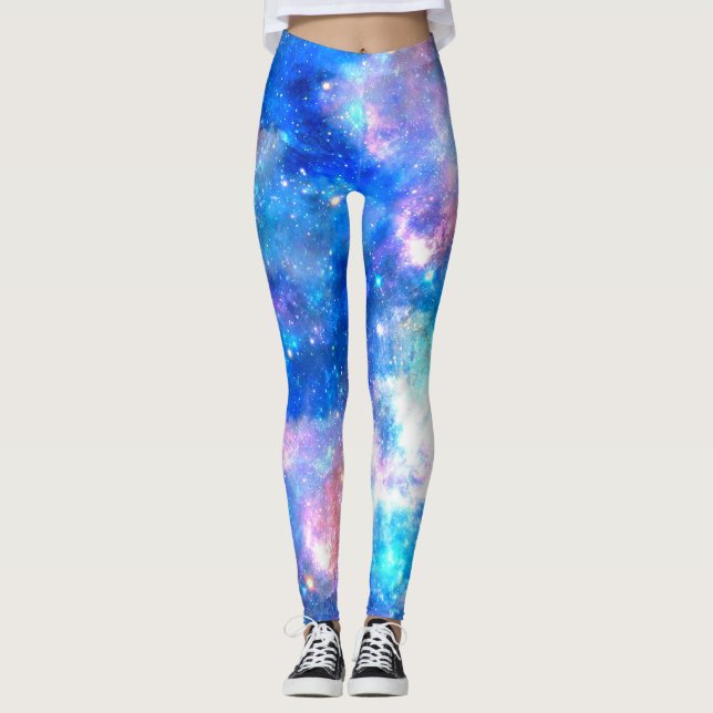 Unicorn Galaxy Night Himlar Skriv ut Leggings (Framsida)