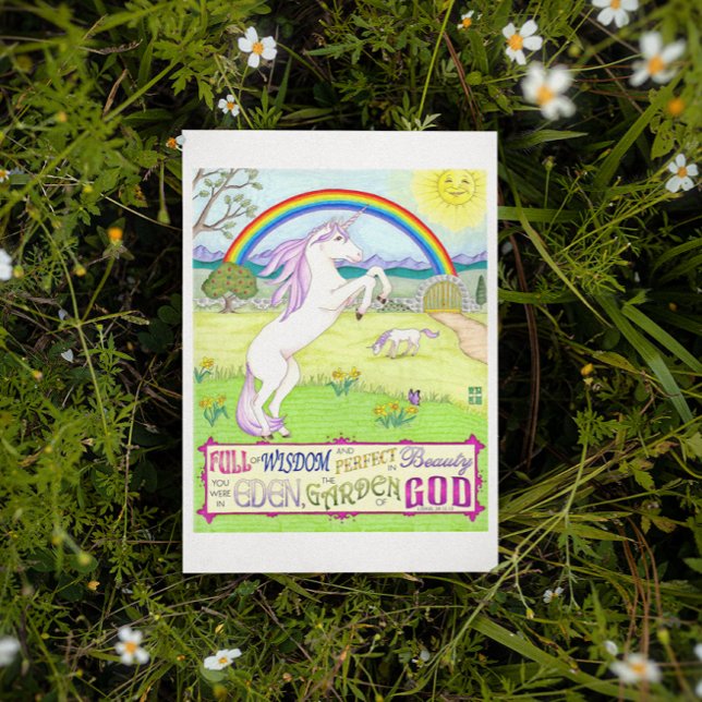 Unicorn Garden of God Inspirational Postcard Vykort (Skapare uppladdad)