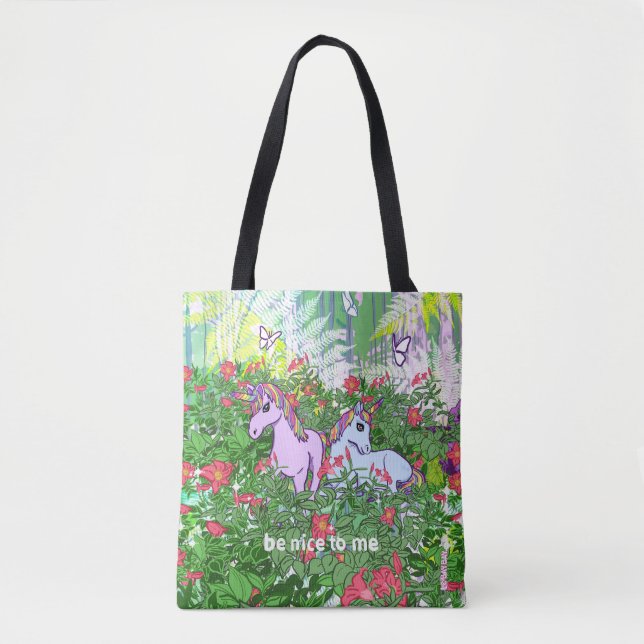 Unicorn Garden Tote Tygkasse (Framsida)