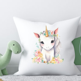 Unicorn Gift for Girls vattenfärg Kudde