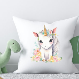 Unicorn Gift for Girls vattenfärg Kudde