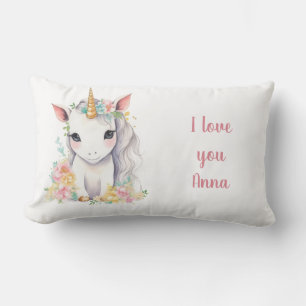 Unicorn Gift for Girls vattenfärg Lumbarkudde