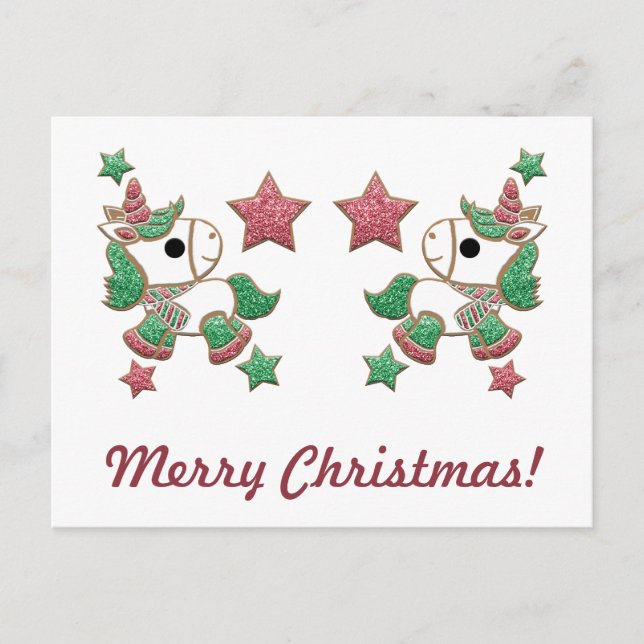 Unicorn Gingertea Cookies "God jul!" Vykort (Framsida)