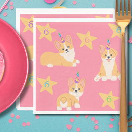 Unicorn Girl Birthday, Corgi Anpassningsbar Age Pappersservett