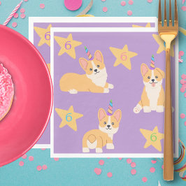 Unicorn Girl Birthday, Corgi Anpassningsbar Age Pappersservett