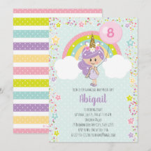 Unicorn Girl Birthday inbjuds i alla åldrar
