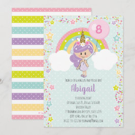 Unicorn Girl Birthday inbjuds i alla åldrar Inbjudningar