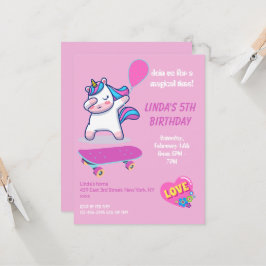 Unicorn Girl-födelsedagsinbjudningar Inbjudningar