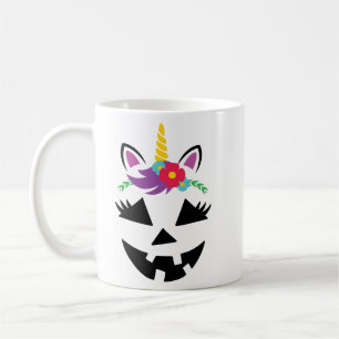 Unicorn Girl Jack o lantern Pumpkin Ansikte Hallow Kaffemugg