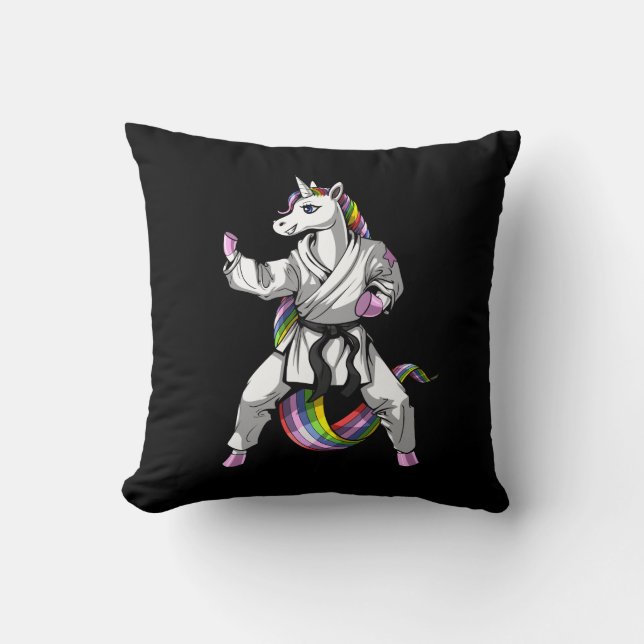 Unicorn Girl Karate Ninja Kudde (Framsida)