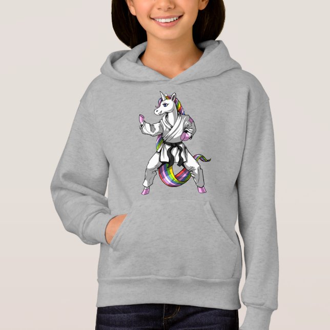 Unicorn Girl Karate Ninja T Shirt (Framsida)
