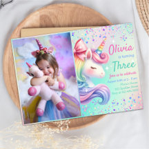 Unicorn Girl Magic Pastel Rainbow Birthday Photo