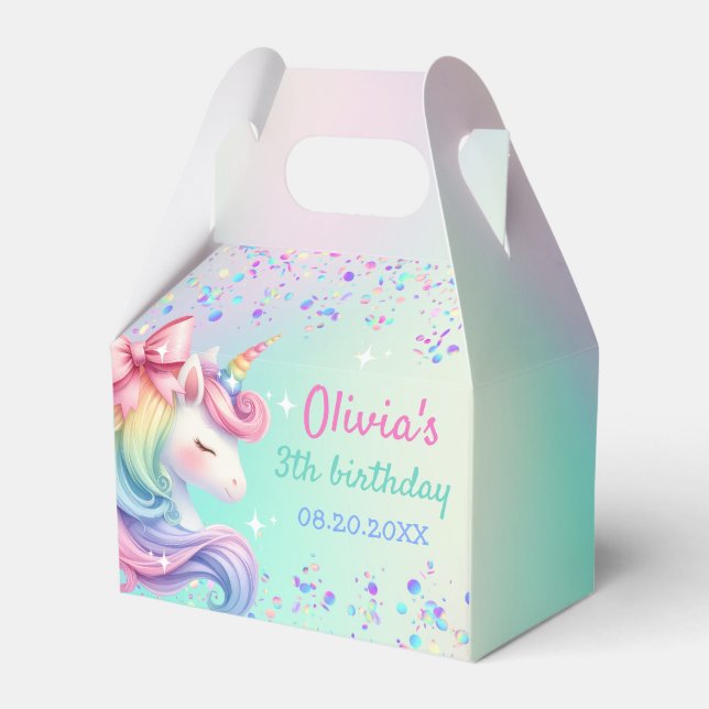 Unicorn Girl Magic Pastel Rainbow Birthday Presentaskar (Framsidan Sidan)