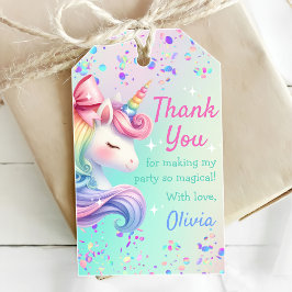 Unicorn Girl Magic Pastel Rainbow Birthday Presentetikett