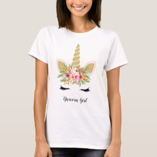 Unicorn Girl Outfit Loely Guld Glitter Bouquet T Shirt