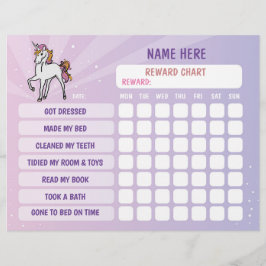 Unicorn Girl Reward Chart Personlig Planner Reklamblad