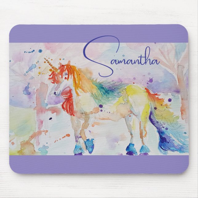 Unicorn Girls Anpassade Namn USB-Stick Musmatta (Framsidan)